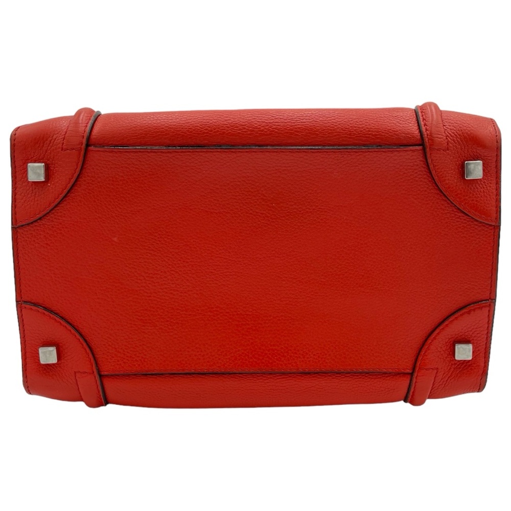 Celine Mini Luggage Tote Vermillion Drummed Calfskin Leather Bag - Picture 9 of 14
